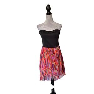Annabelle Womens Strapless High-Low Dress Black Sweetheart Multi-Color Striped L